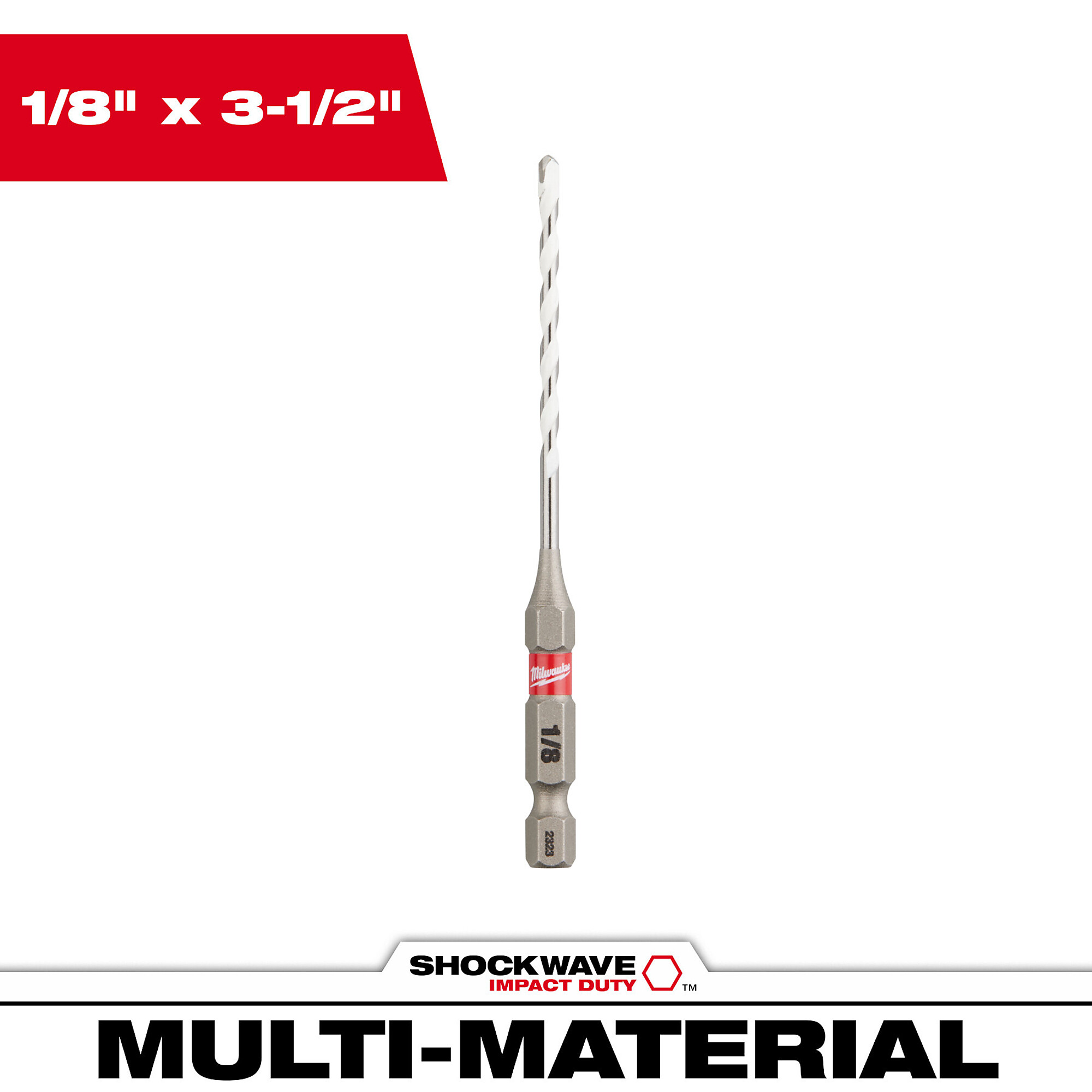 Milwaukee SHOCKWAVE Carbide Multi-Material Drill Bit, 1/8in. Diameter, Model# 48-20-8880